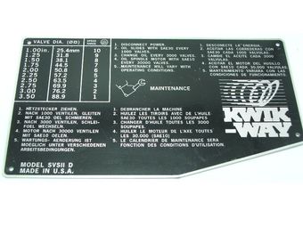 [000-6610-84] VALVE RPM & MAINTENANCE(KW)DECAL-CE